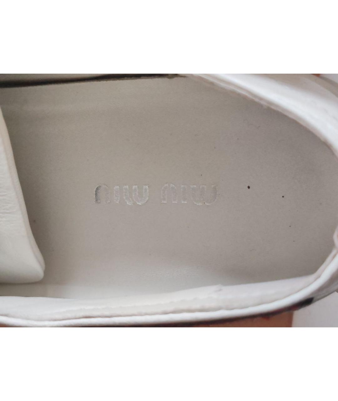 MIU MIU Белые кожаные кроссовки, фото 4