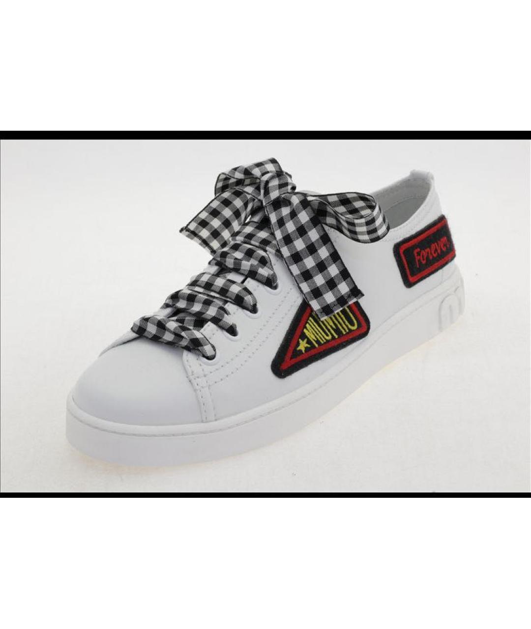 MIU MIU Белые кожаные кроссовки, фото 2
