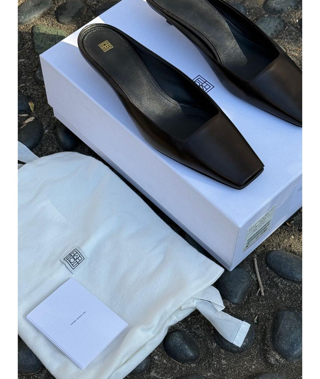 TOTEME Коричневые кожаные лодочки на низком каблуке, фото 5