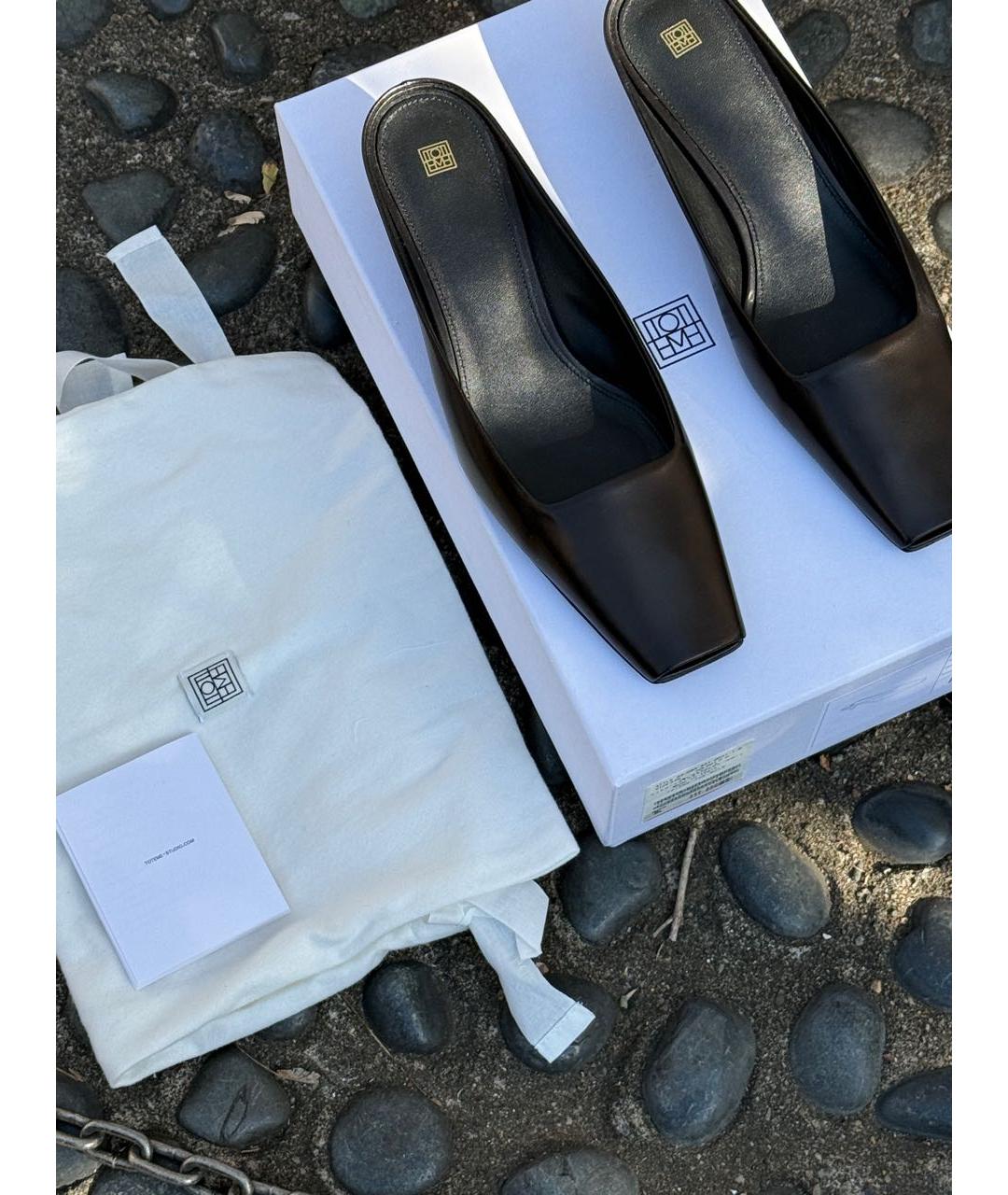 TOTEME Коричневые кожаные лодочки на низком каблуке, фото 4