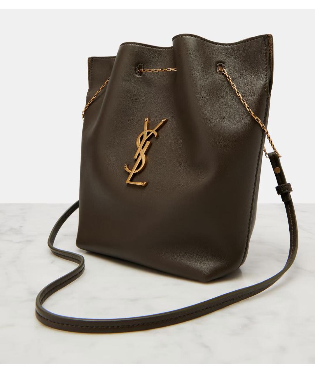 SAINT LAURENT Хаки кожаная сумка через плечо, фото 4