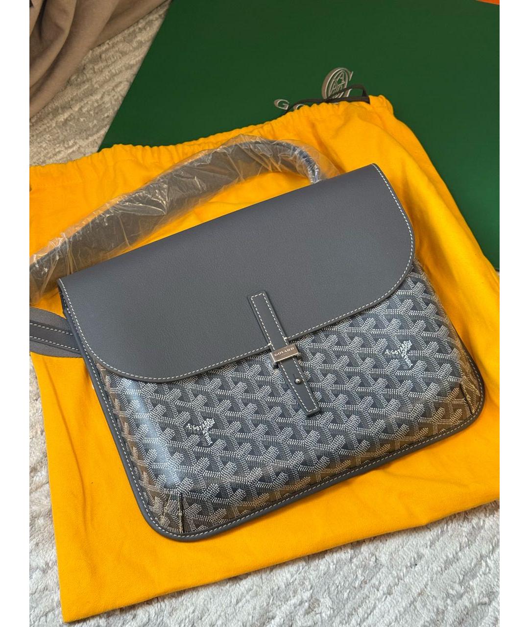 GOYARD Серая кожаная сумка на плечо, фото 6