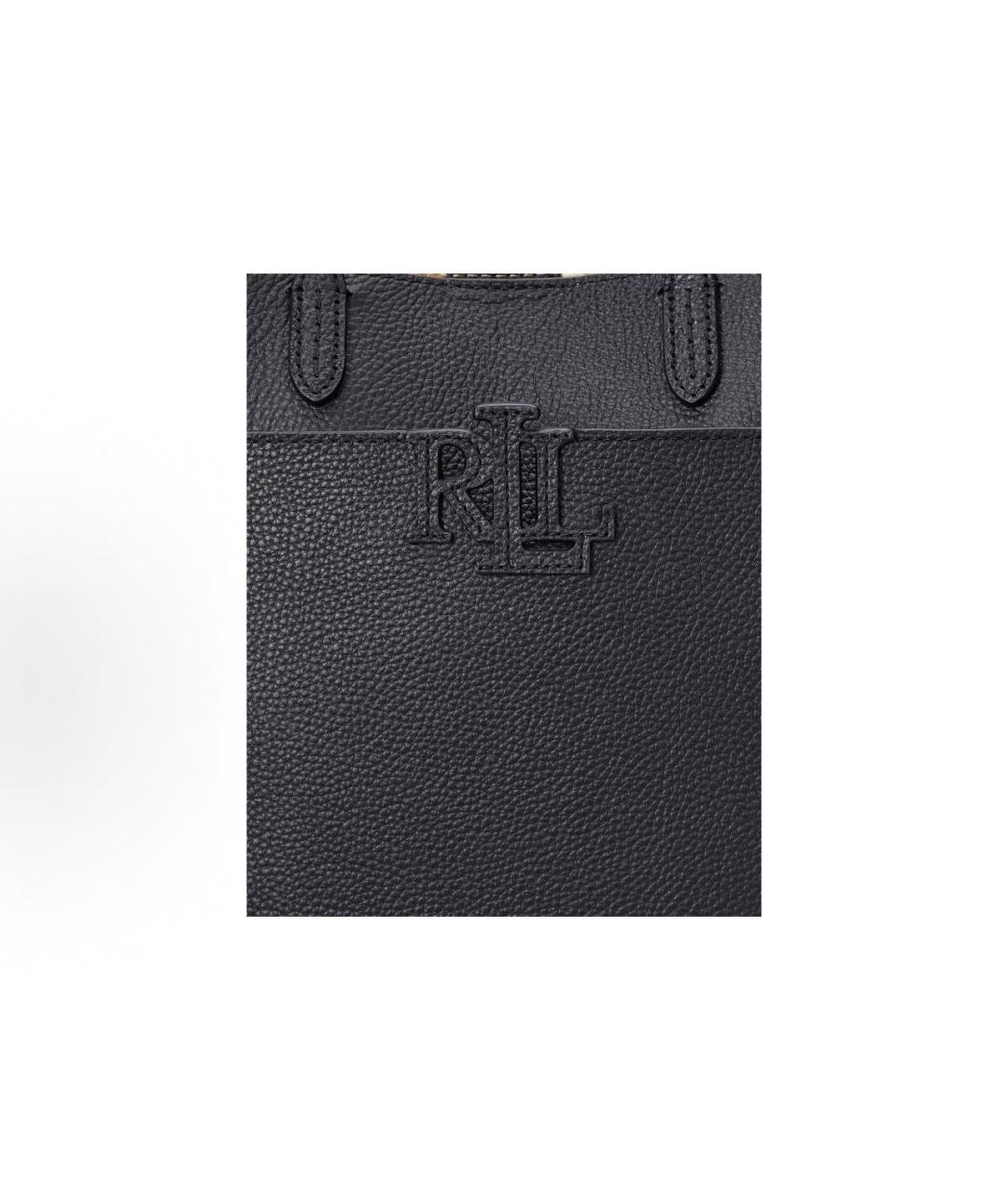 POLO RALPH LAUREN Черная кожаная сумка с короткими ручками, фото 5