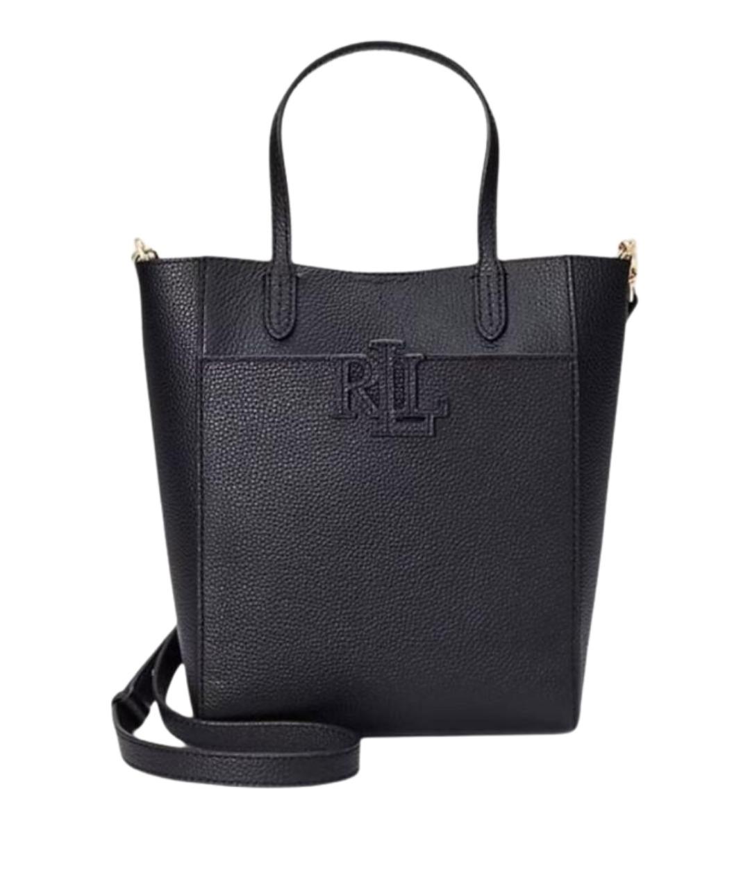 POLO RALPH LAUREN Черная кожаная сумка с короткими ручками, фото 1
