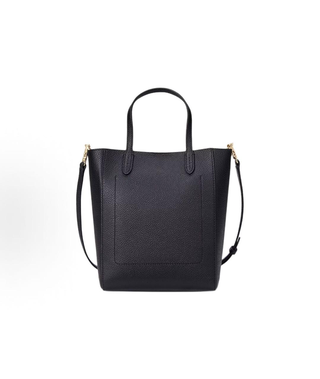 POLO RALPH LAUREN Черная кожаная сумка с короткими ручками, фото 3