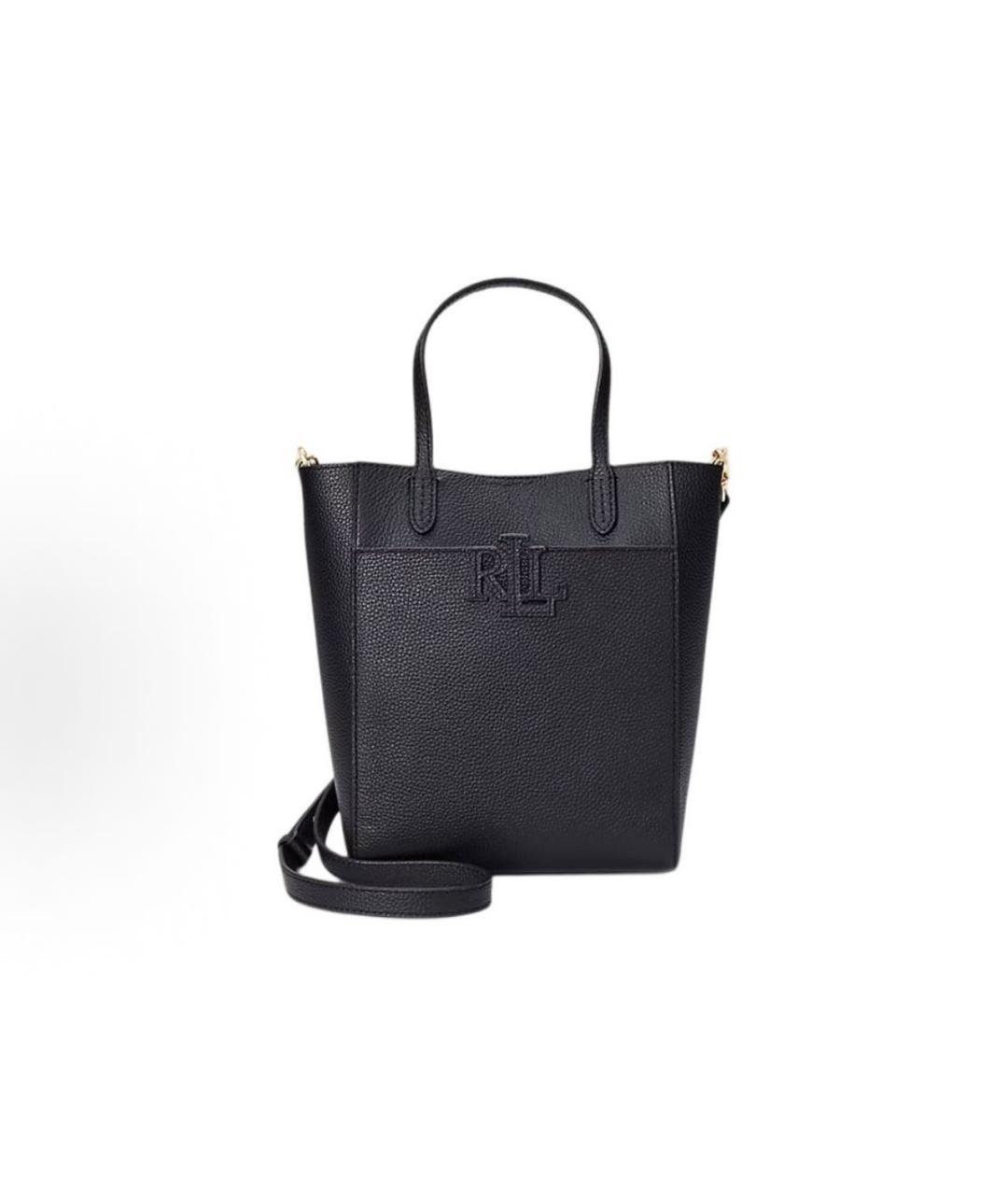 POLO RALPH LAUREN Черная кожаная сумка с короткими ручками, фото 6