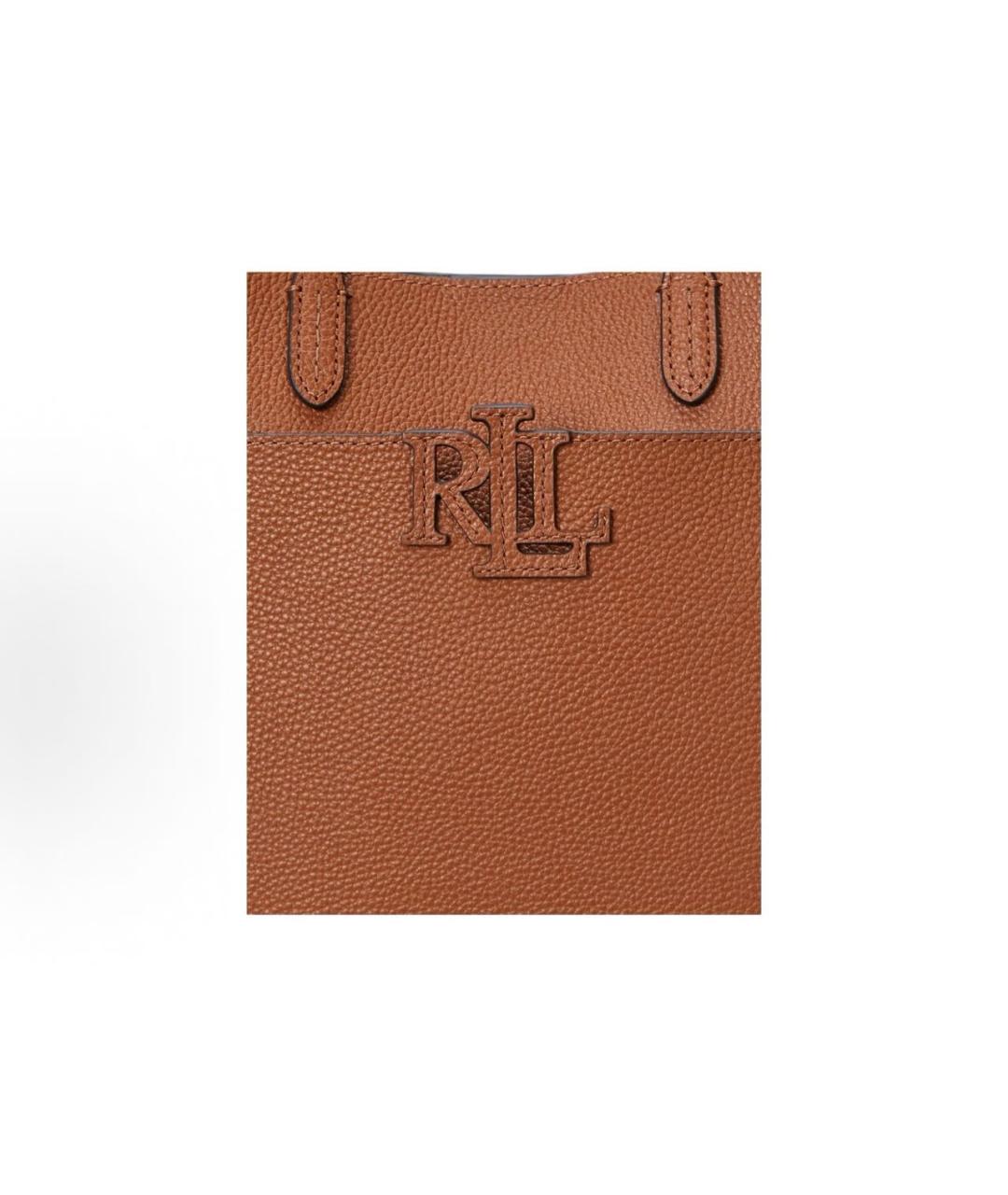 POLO RALPH LAUREN Коричневая кожаная сумка с короткими ручками, фото 5