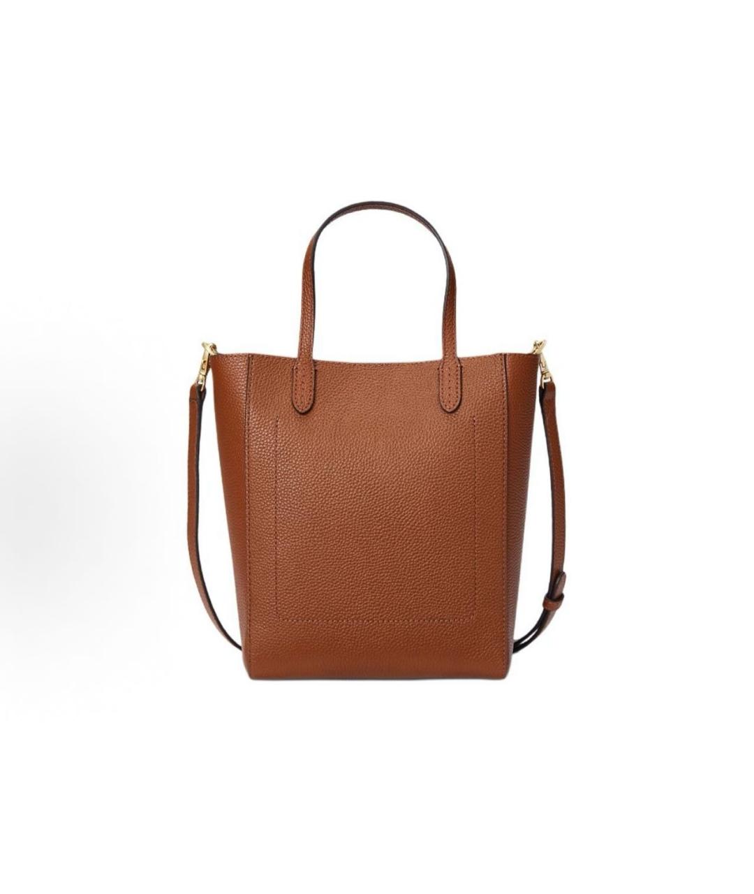 POLO RALPH LAUREN Коричневая кожаная сумка с короткими ручками, фото 3