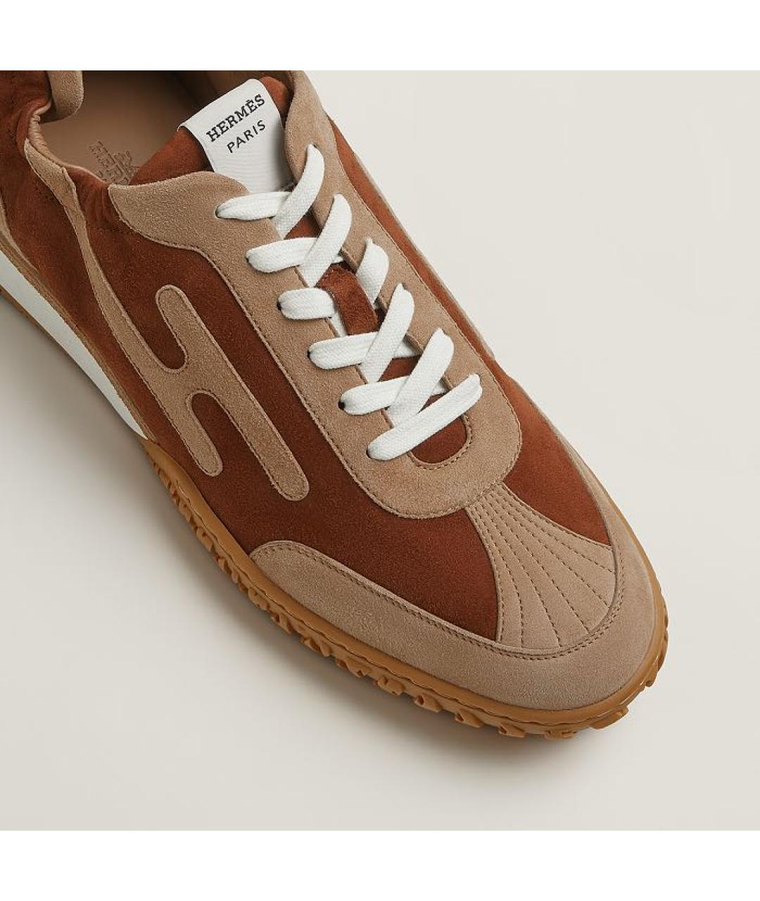 HERMES Коричневые замшевые низкие кроссовки / кеды, фото 5