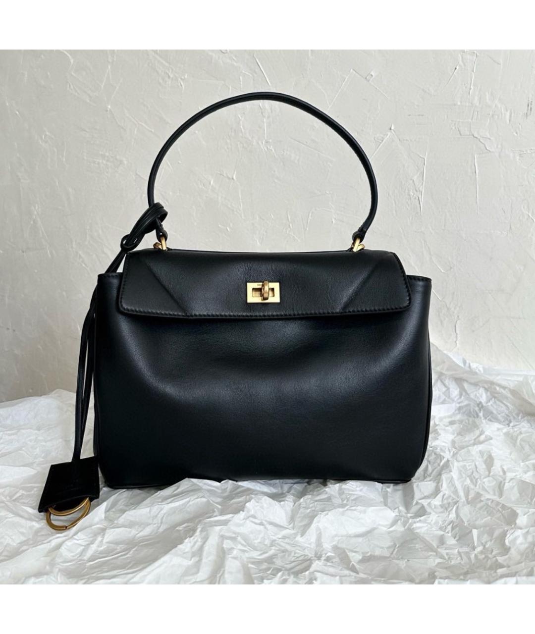 BALENCIAGA Черная кожаная сумка через плечо, фото 5