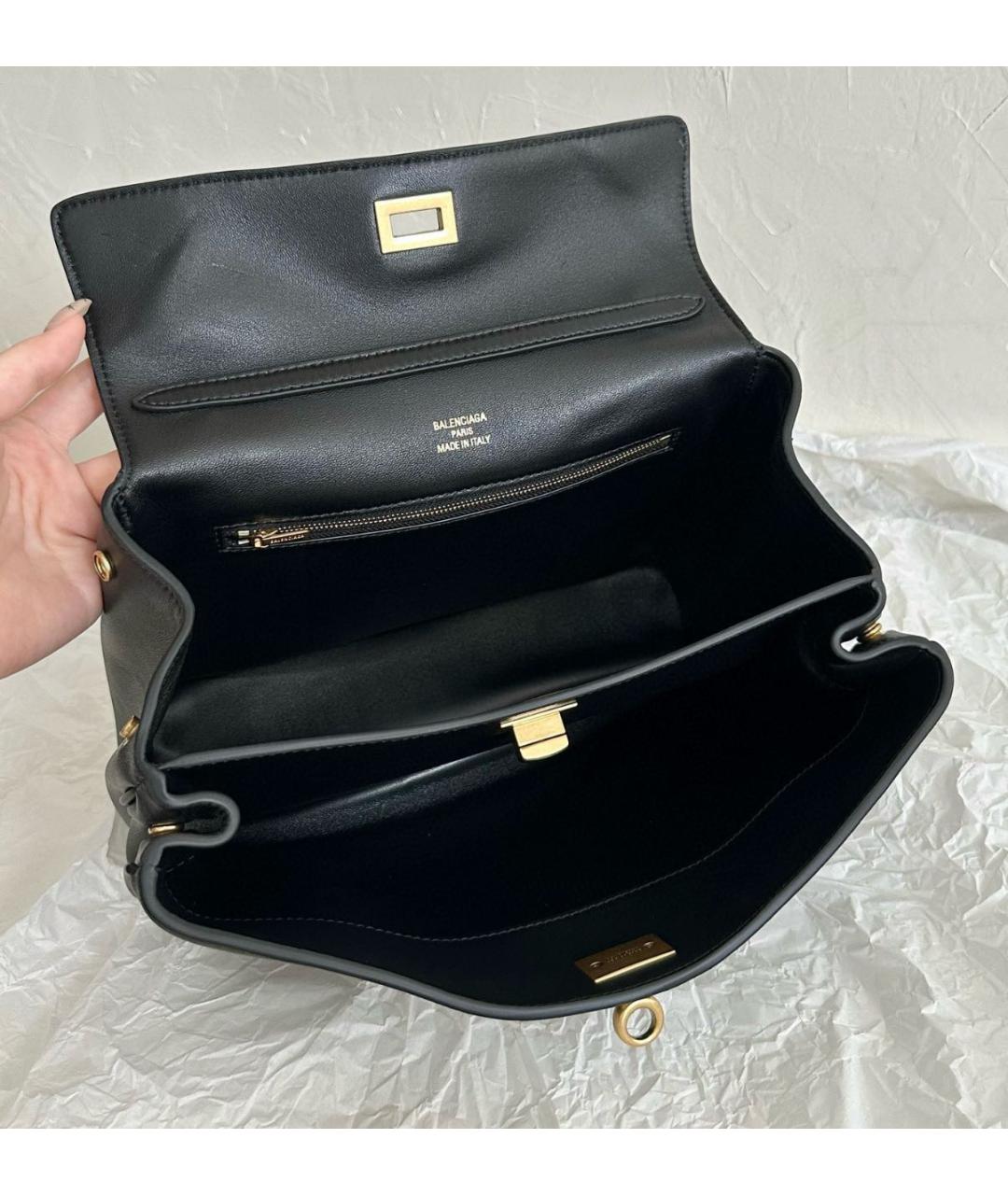 BALENCIAGA Черная кожаная сумка через плечо, фото 7
