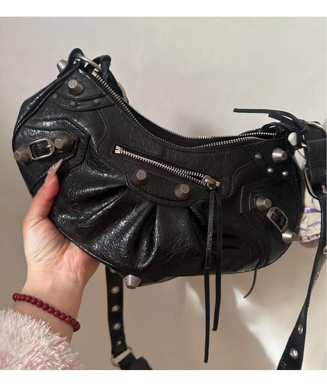 BALENCIAGA Черная кожаная сумка через плечо, фото 5