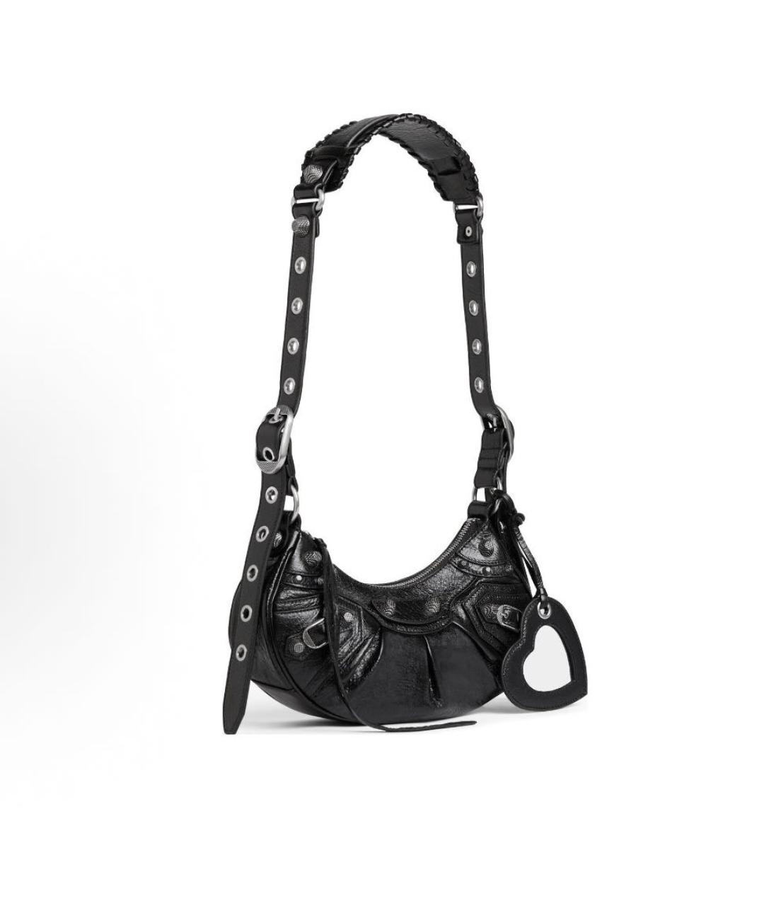 BALENCIAGA Черная кожаная сумка через плечо, фото 2