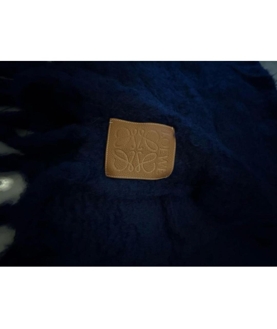 LOEWE Темно-синий шерстяной шарф, фото 2