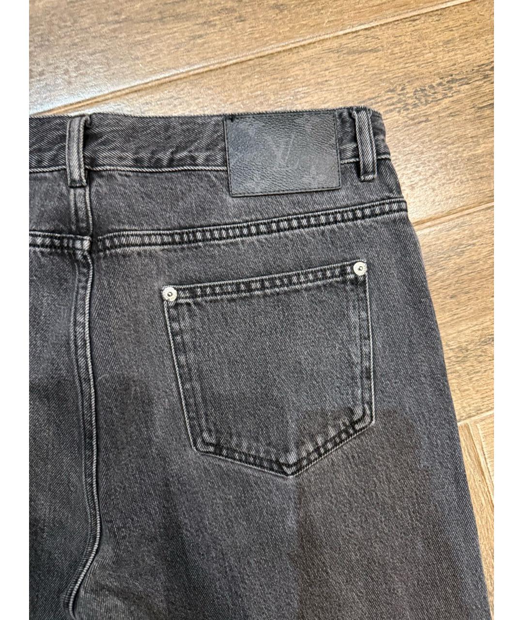 LOUIS VUITTON Антрацитовые хлопковые прямые джинсы, фото 3