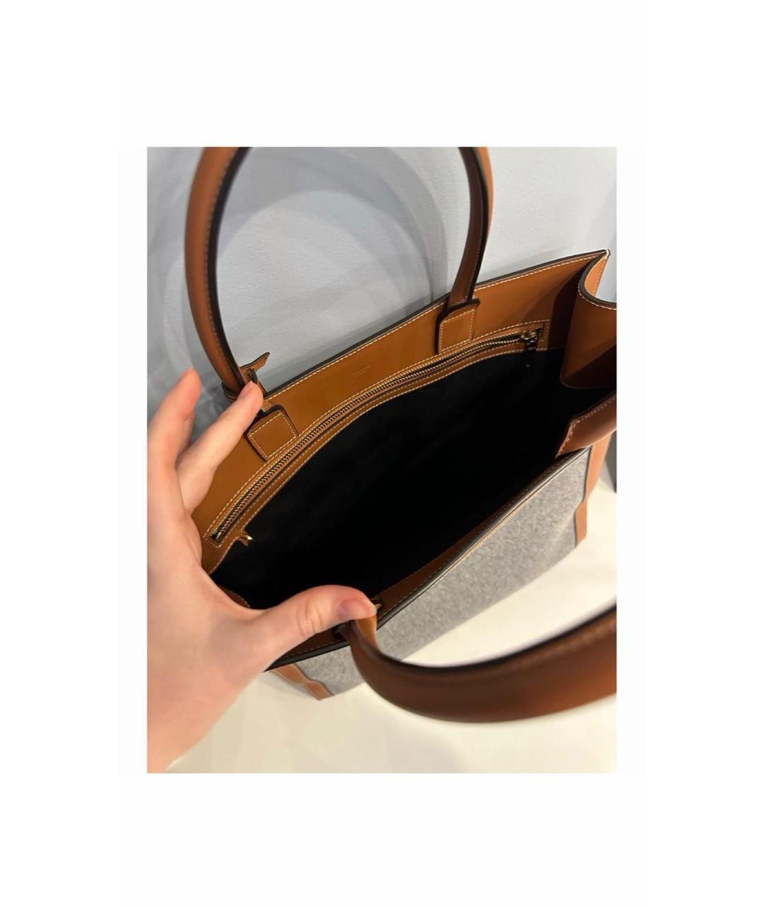 CELINE Серая кожаная сумка с короткими ручками, фото 4