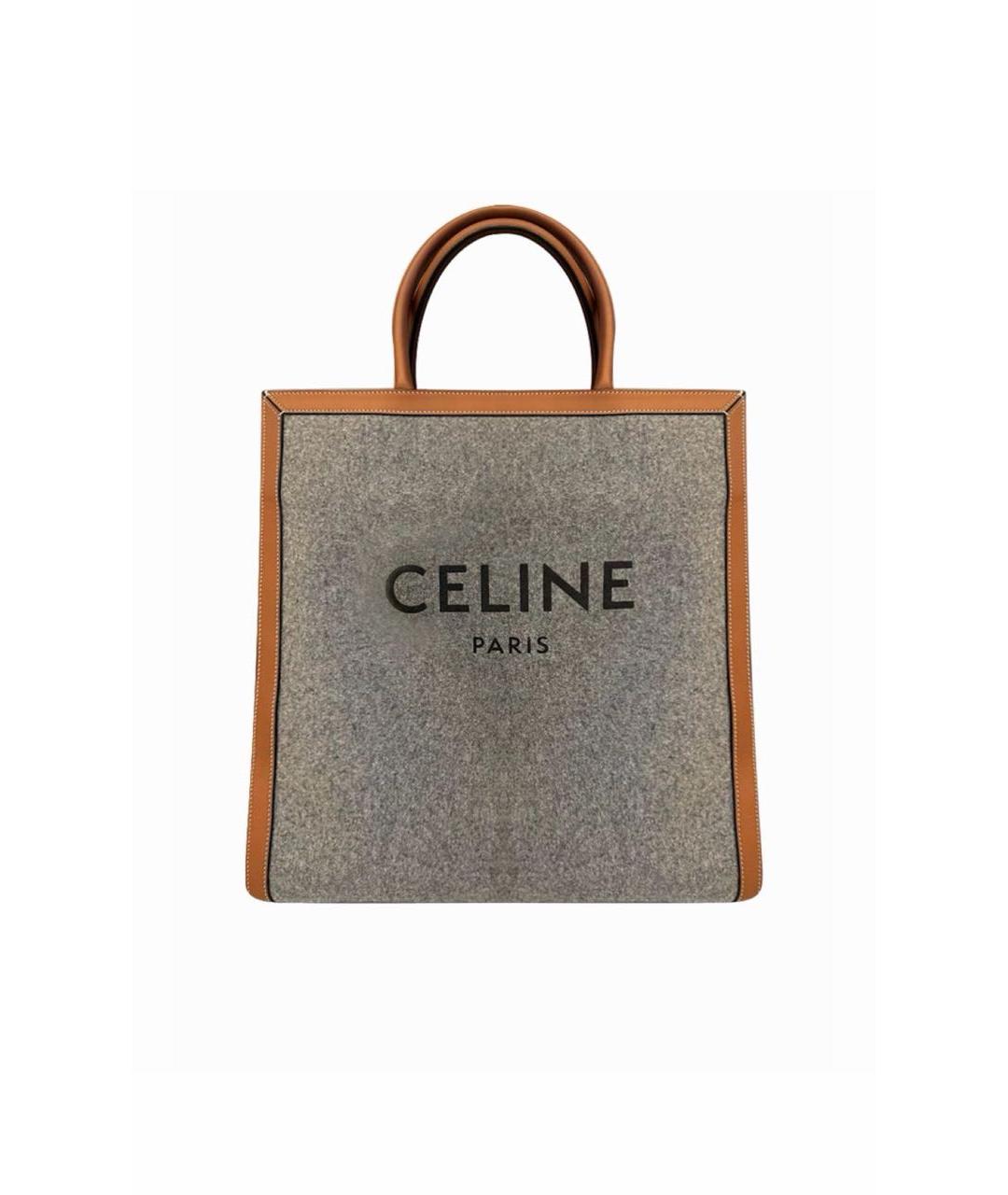 CELINE Серая кожаная сумка с короткими ручками, фото 9