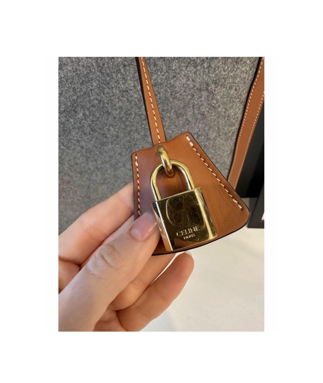 CELINE Серая кожаная сумка с короткими ручками, фото 6