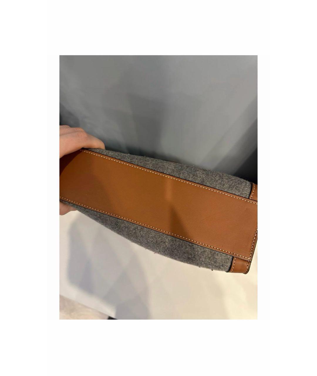 CELINE Серая кожаная сумка с короткими ручками, фото 7