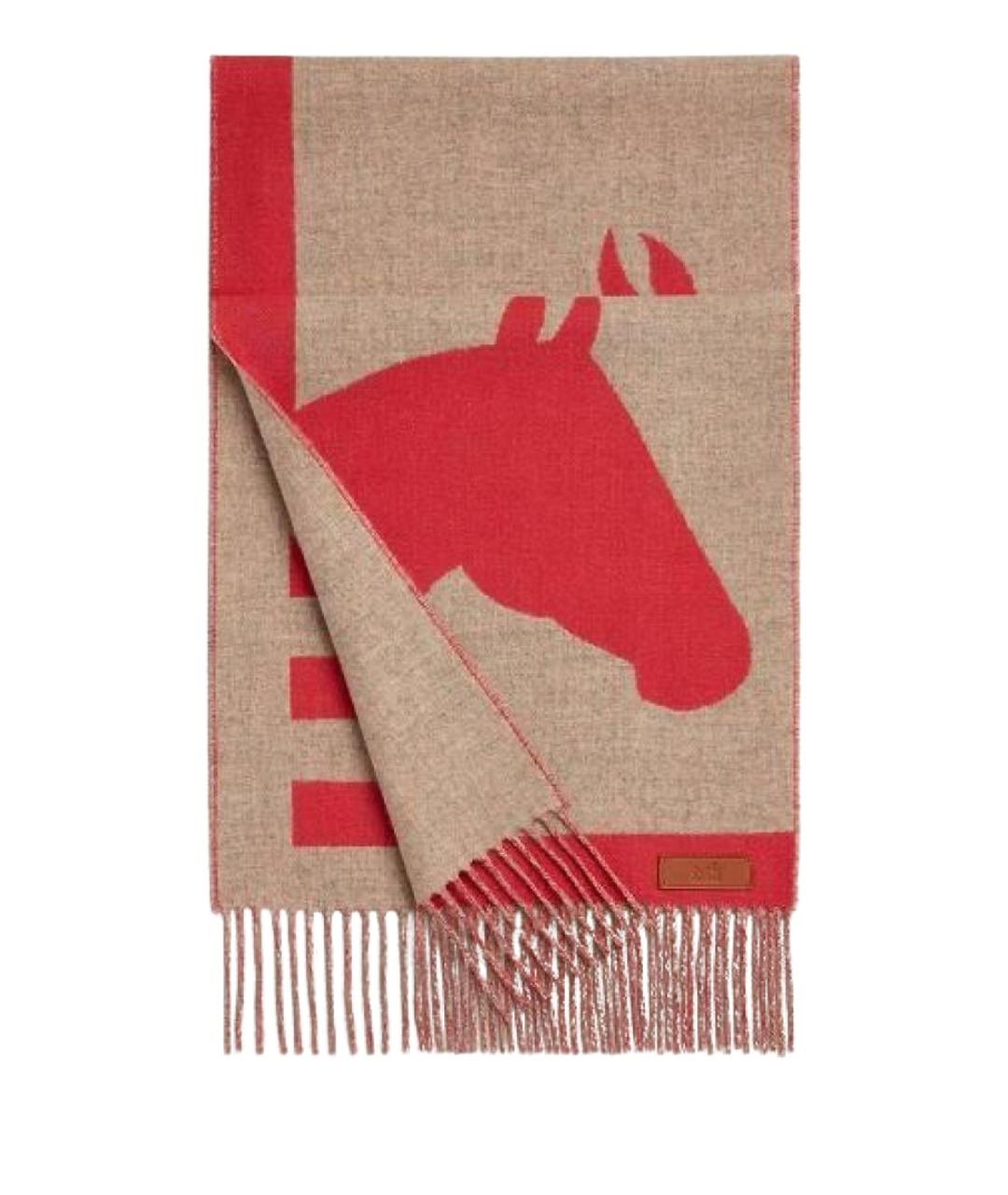 HERMES Бежевый кашемировый шарф, фото 1