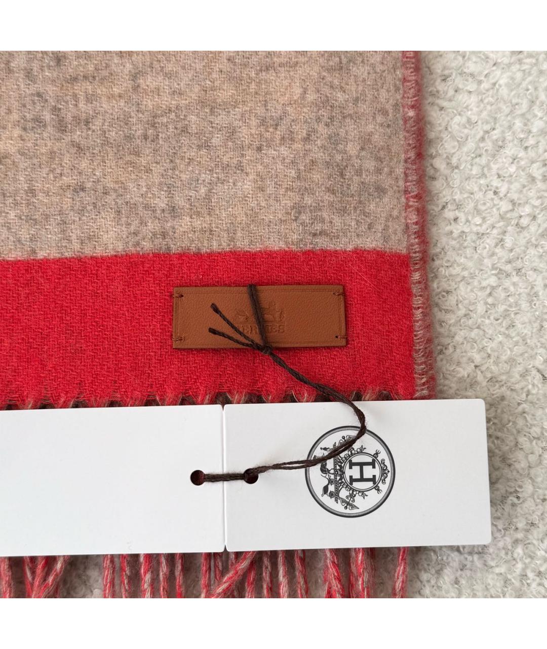 HERMES Бежевый кашемировый шарф, фото 4