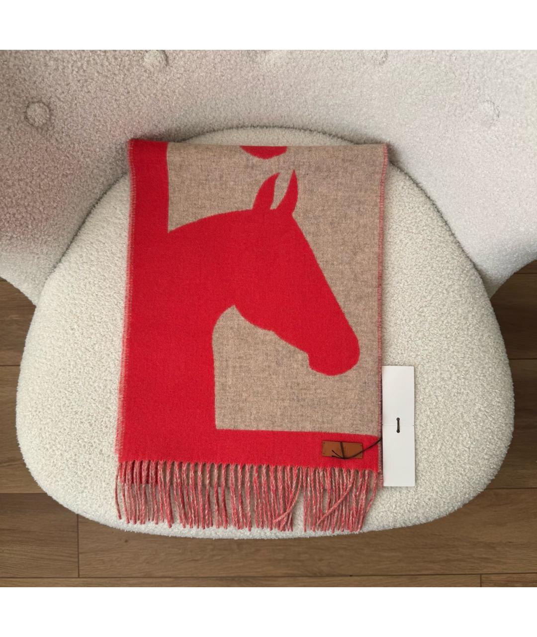 HERMES Бежевый кашемировый шарф, фото 3