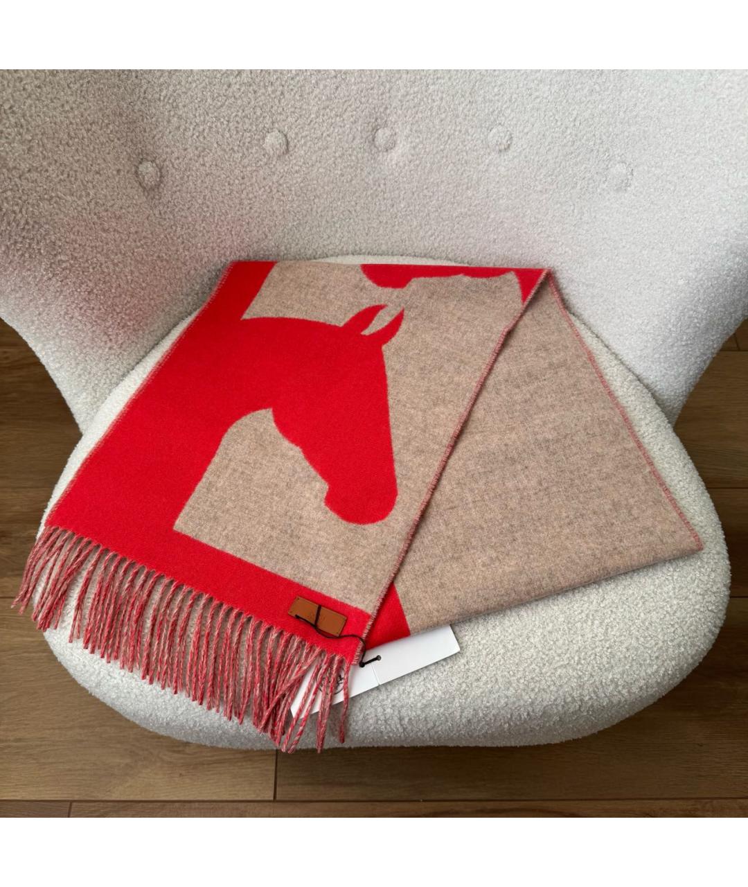 HERMES Бежевый кашемировый шарф, фото 2