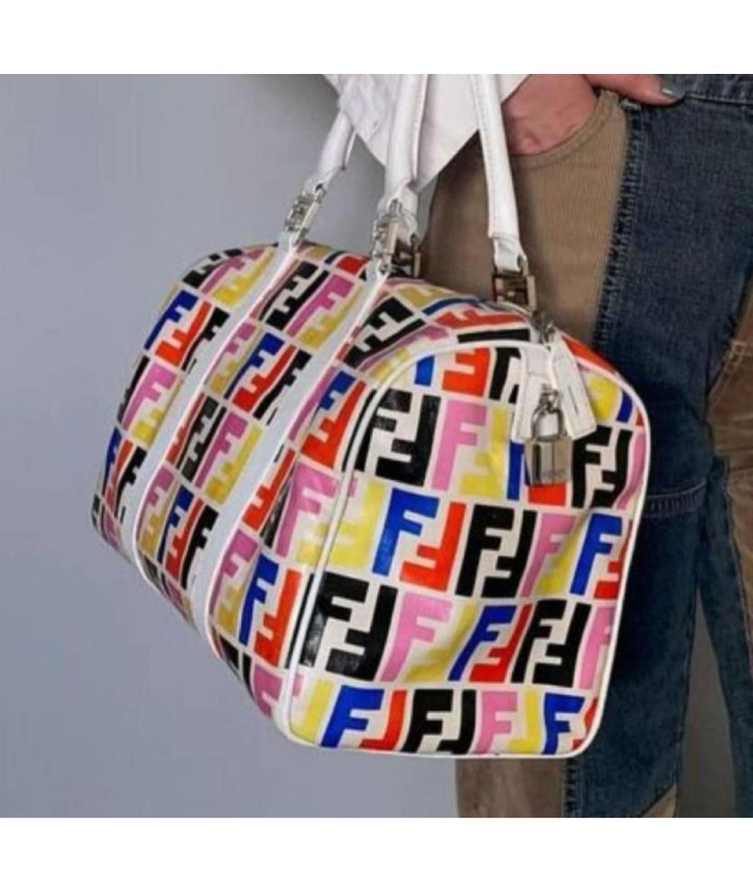 FENDI Белая кожаная сумка с короткими ручками, фото 3