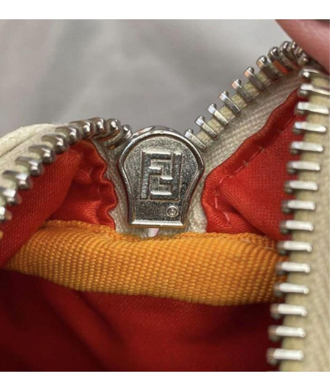 FENDI Белая кожаная сумка с короткими ручками, фото 5