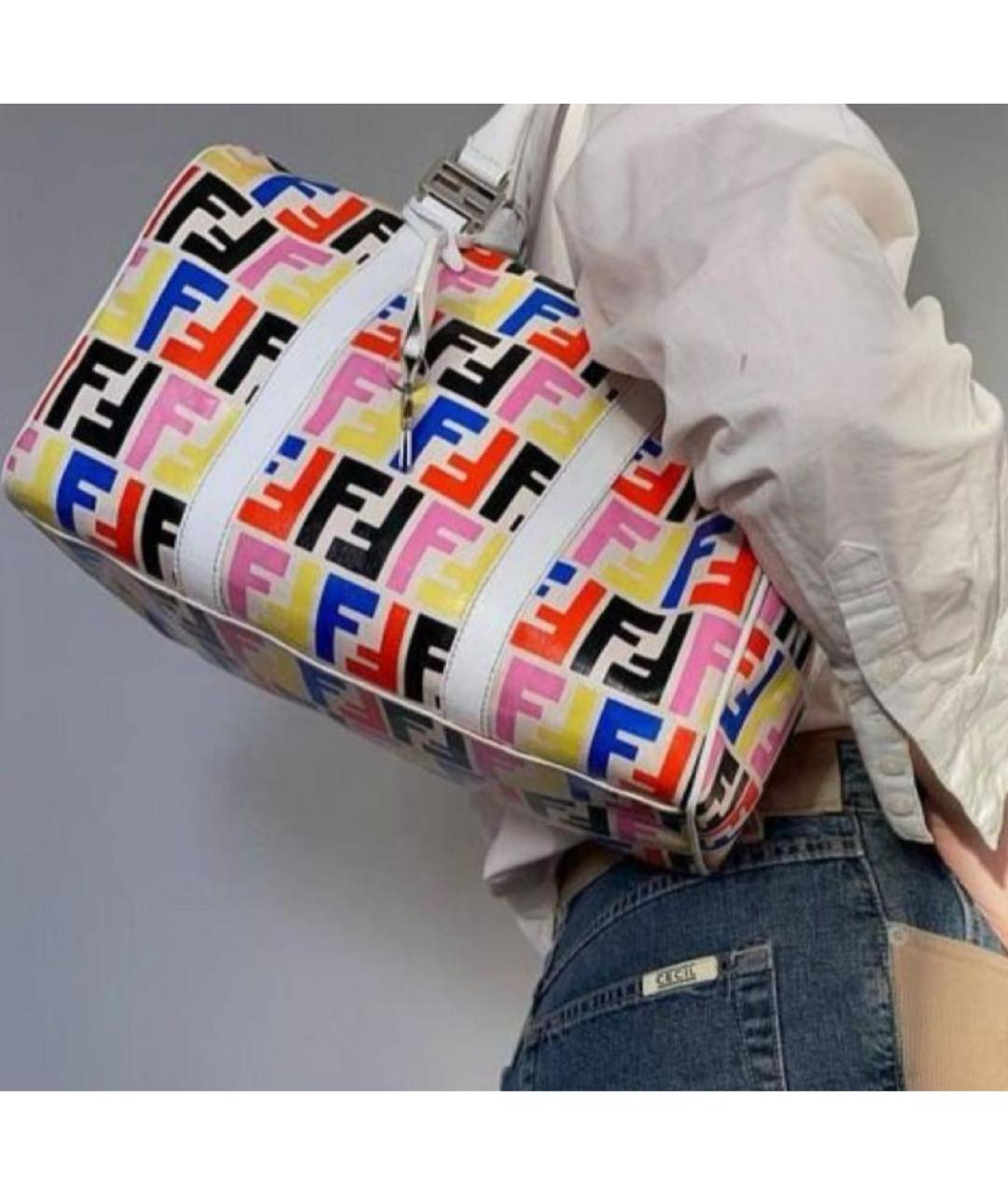 FENDI Белая кожаная сумка с короткими ручками, фото 2