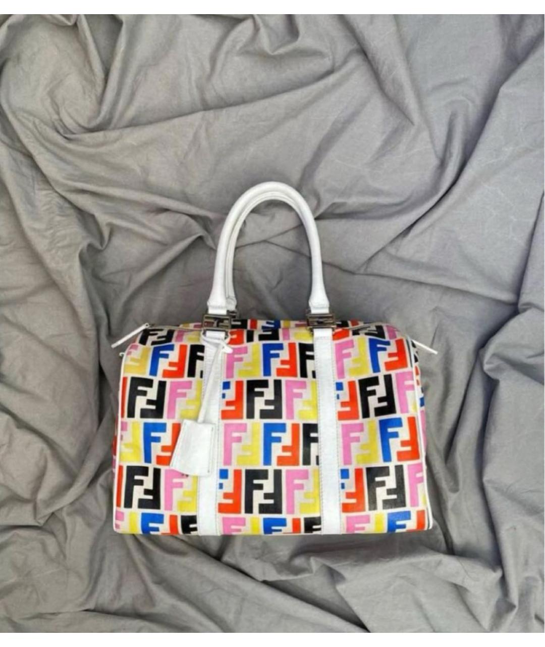 FENDI Белая кожаная сумка с короткими ручками, фото 8