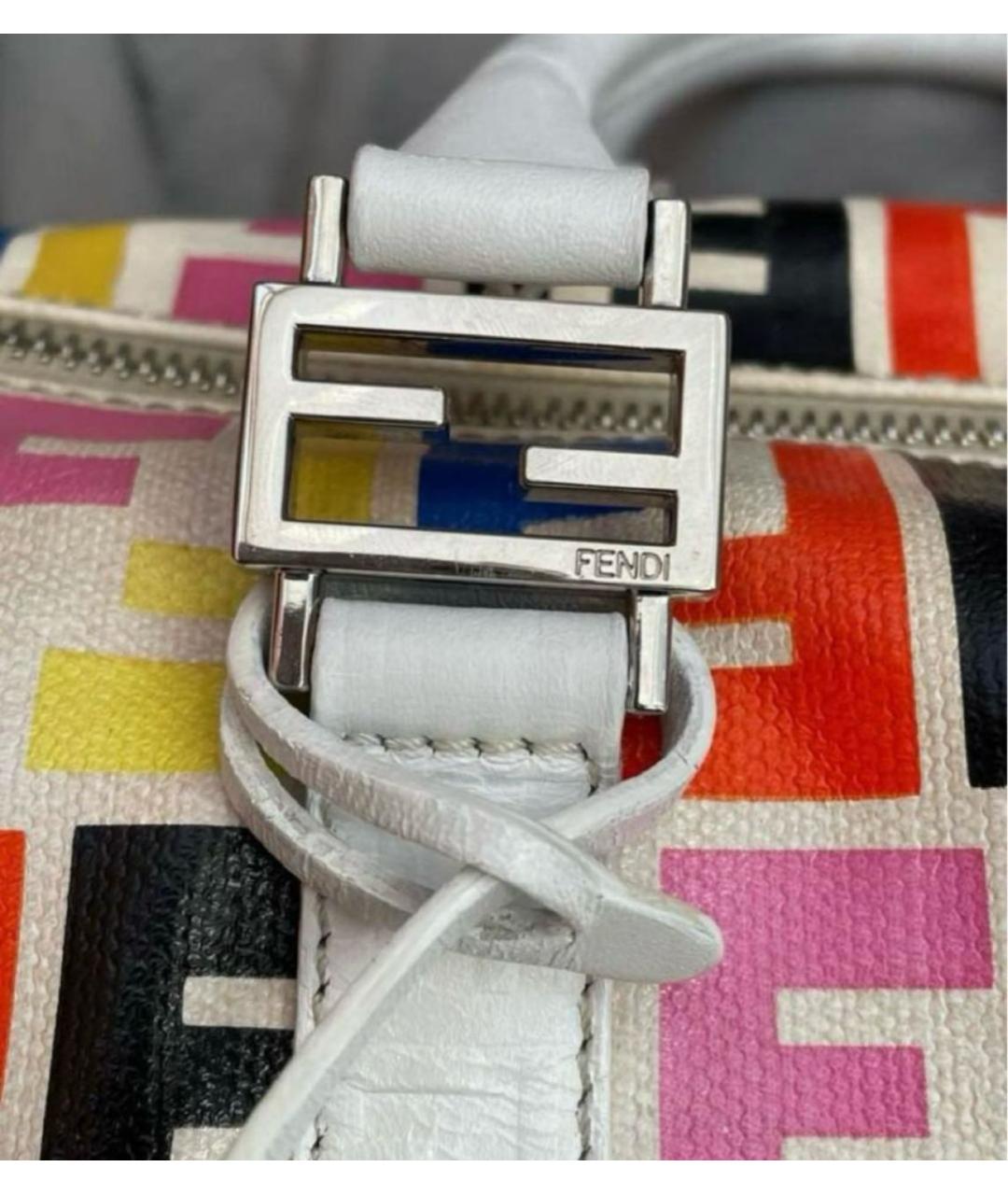 FENDI Белая кожаная сумка с короткими ручками, фото 7