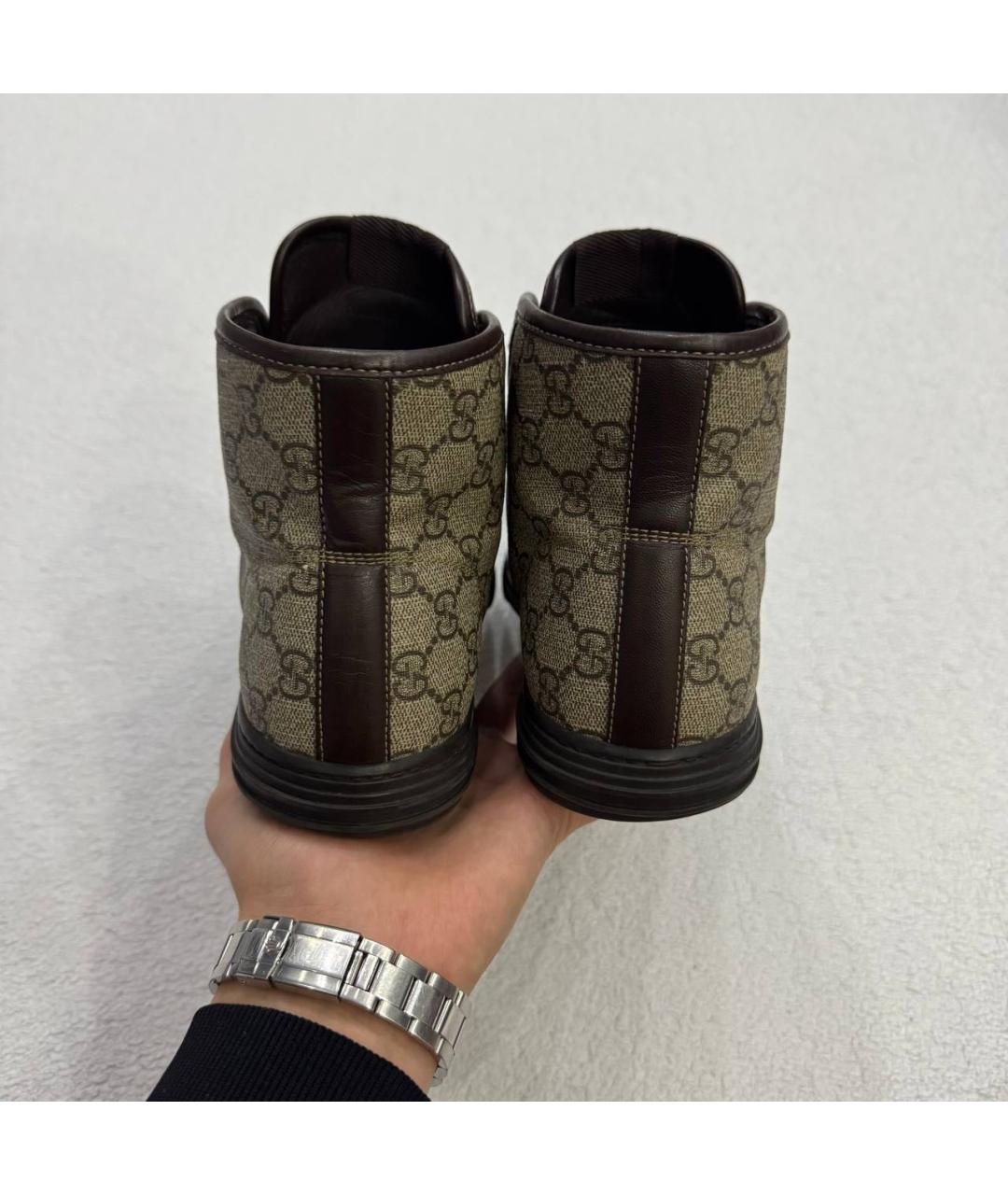 GUCCI Коричневые высокие кроссовки / кеды, фото 4