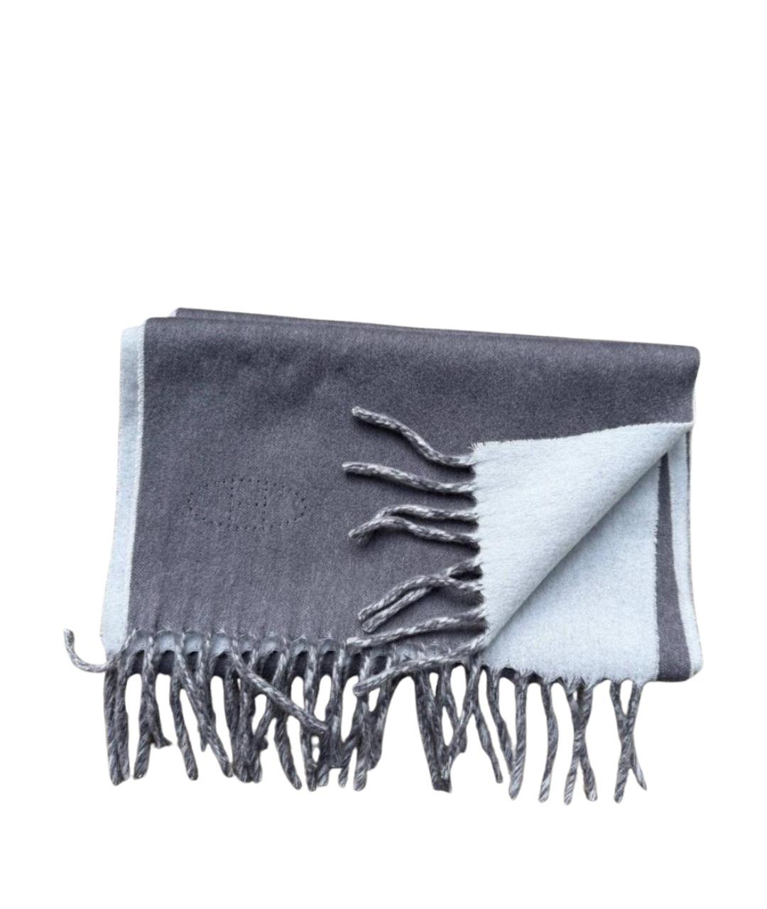 HERMES Серый кашемировый шарф, фото 1