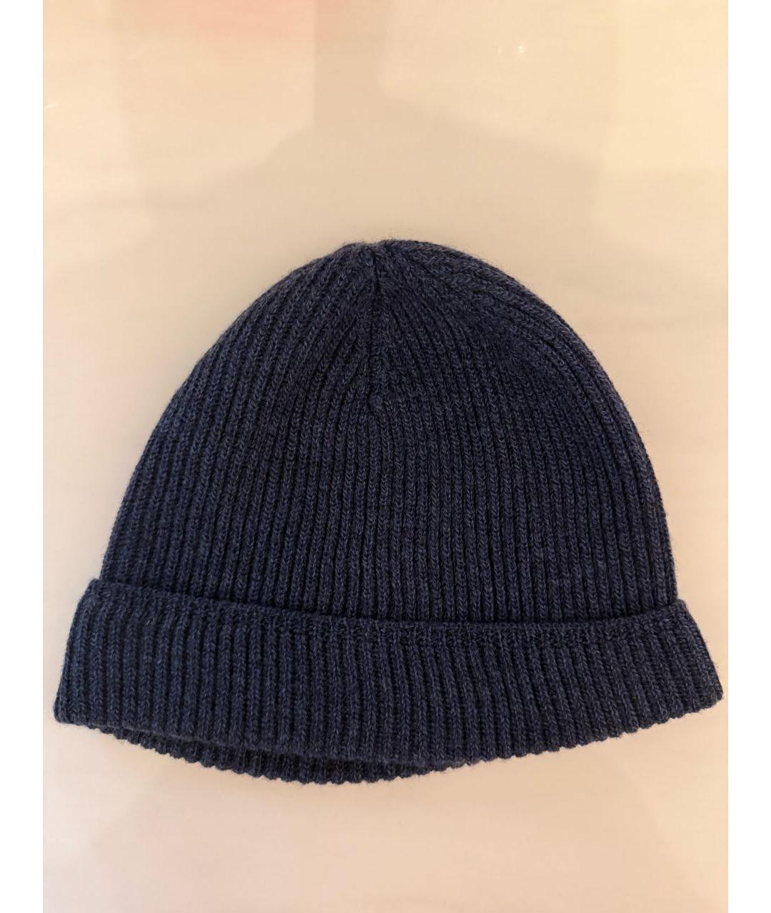 CANALI Темно-синяя шерстяная шапка, фото 4