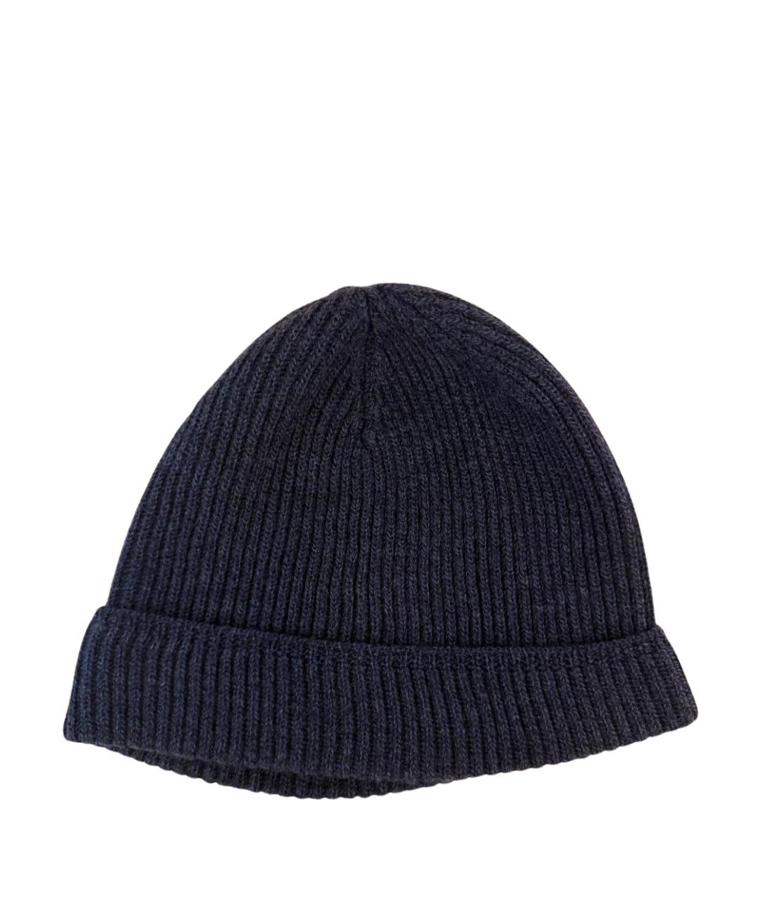 CANALI Темно-синяя шерстяная шапка, фото 1