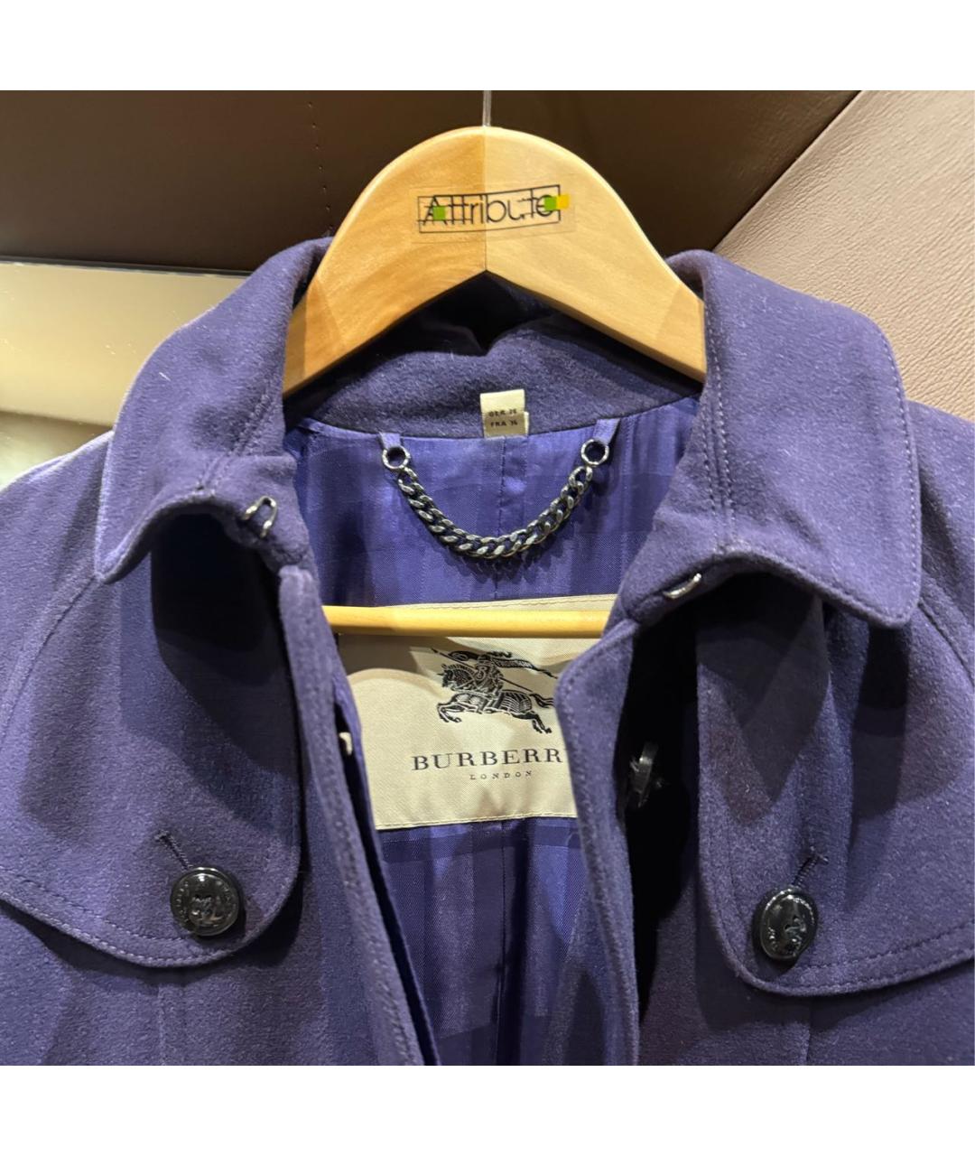 BURBERRY Фиолетовое шерстяное пальто, фото 3