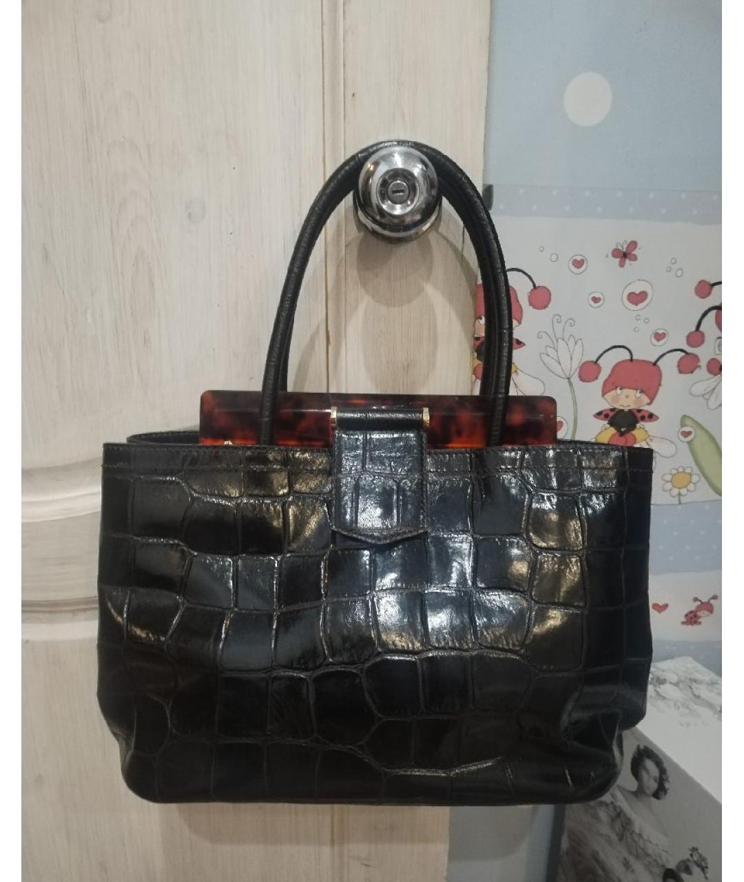 MAX MARA Черная кожаная сумка с короткими ручками, фото 6