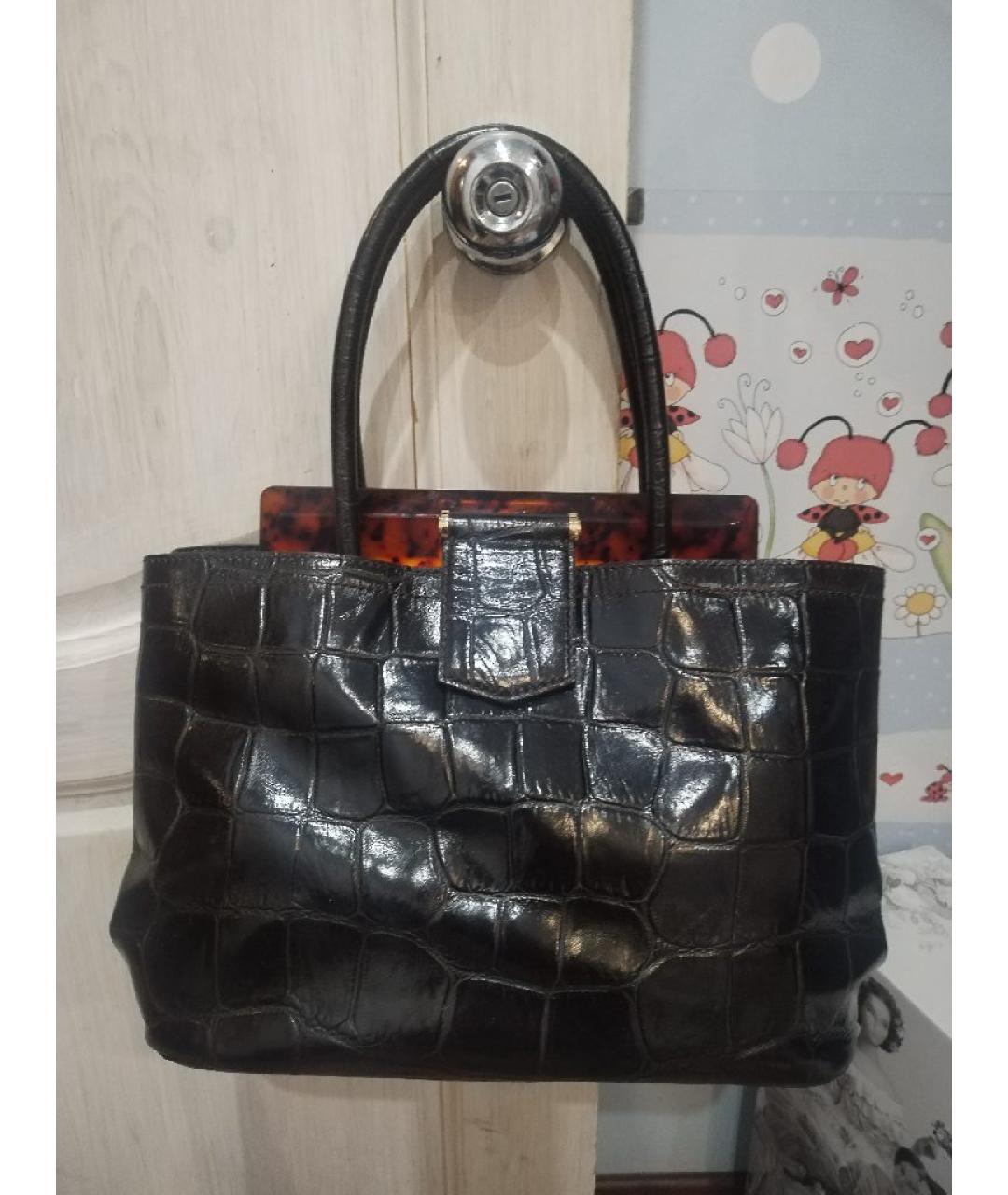 MAX MARA Черная кожаная сумка с короткими ручками, фото 2