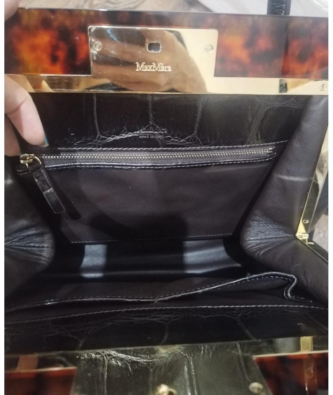 MAX MARA Черная кожаная сумка с короткими ручками, фото 5