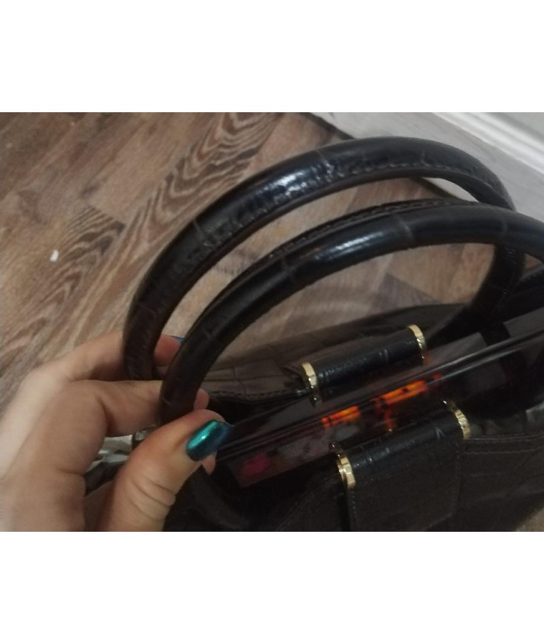 MAX MARA Черная кожаная сумка с короткими ручками, фото 4