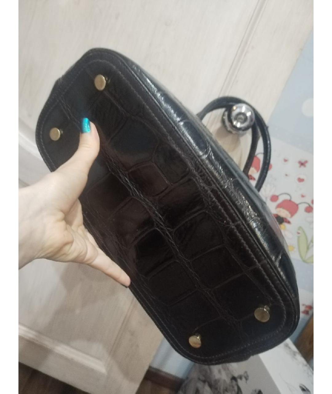 MAX MARA Черная кожаная сумка с короткими ручками, фото 3