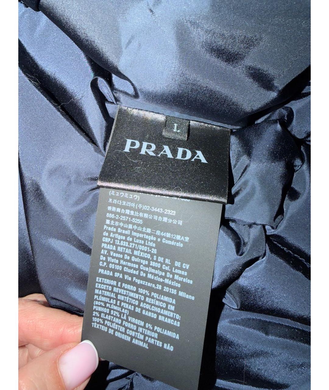PRADA Темно-синий полиамидовый пуховик, фото 7