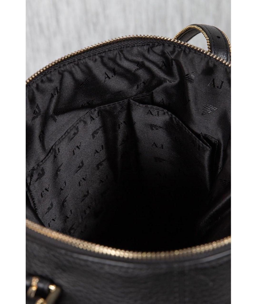 ARMANI JEANS Черная кожаная сумка тоут, фото 5