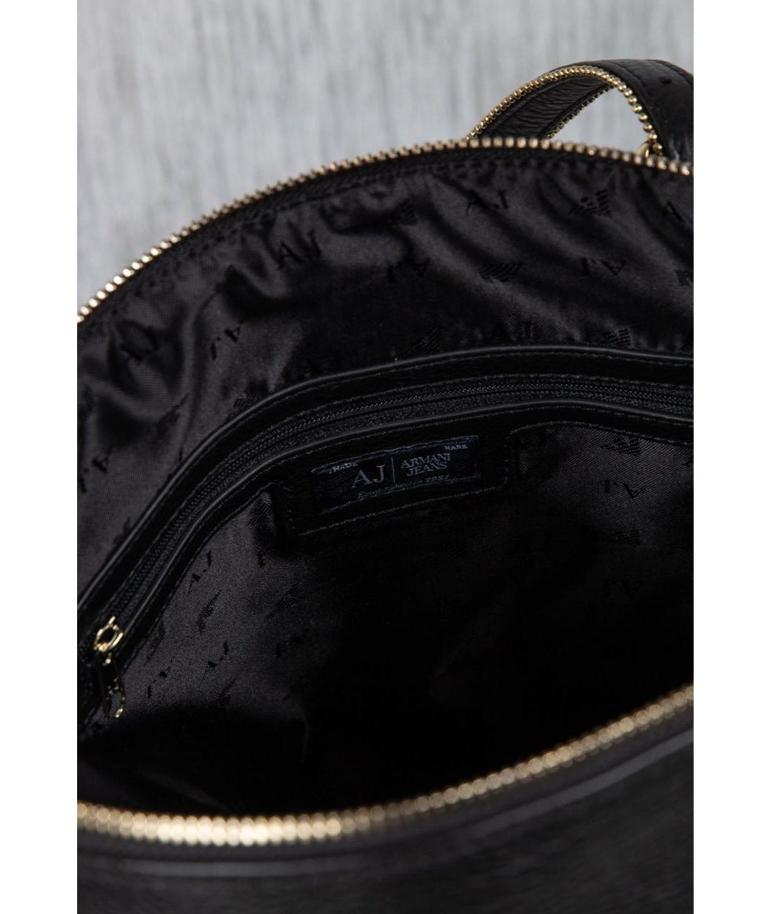 ARMANI JEANS Черная кожаная сумка тоут, фото 4