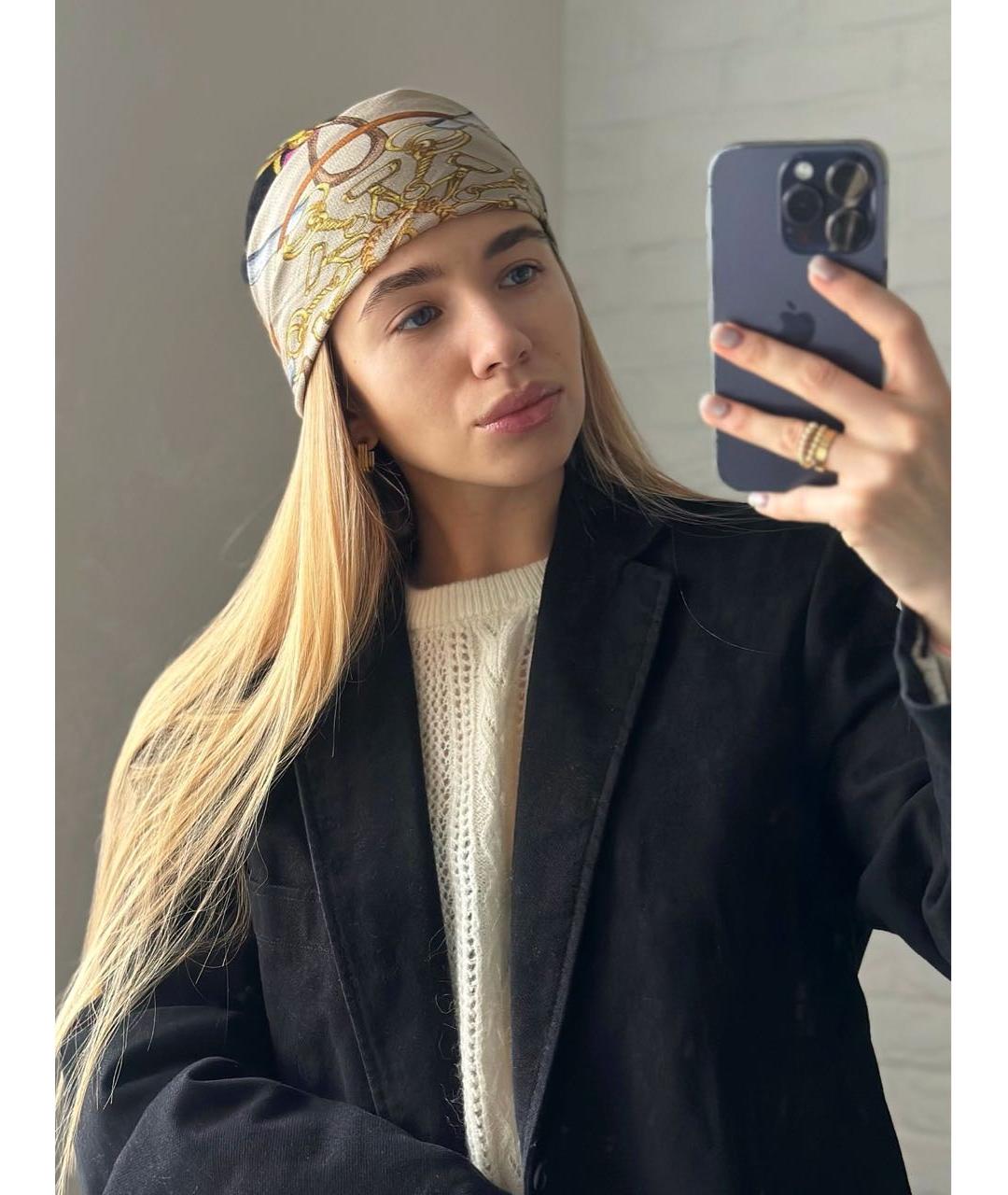 POLLINI Бежевый шелковый платок, фото 7