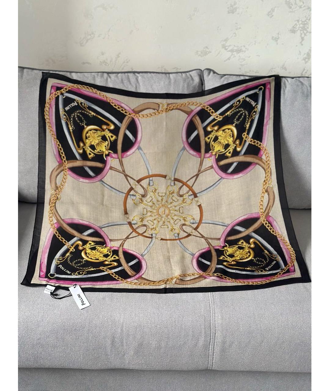 POLLINI Бежевый шелковый платок, фото 3