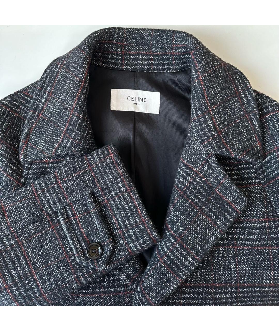 CELINE Антрацитовое полиэстеровое пальто, фото 4