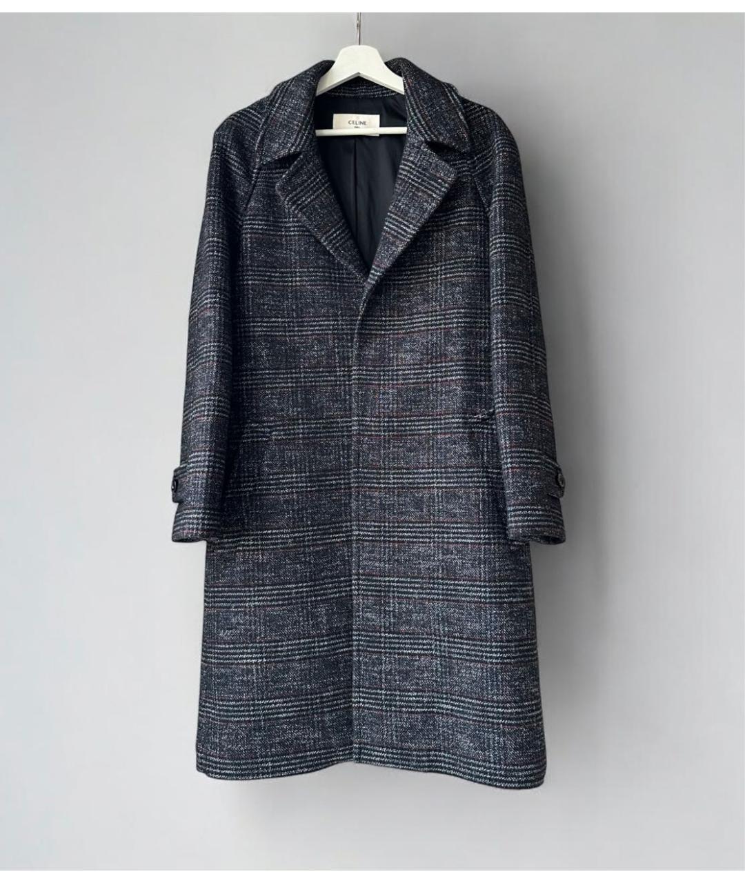 CELINE Антрацитовое полиэстеровое пальто, фото 2