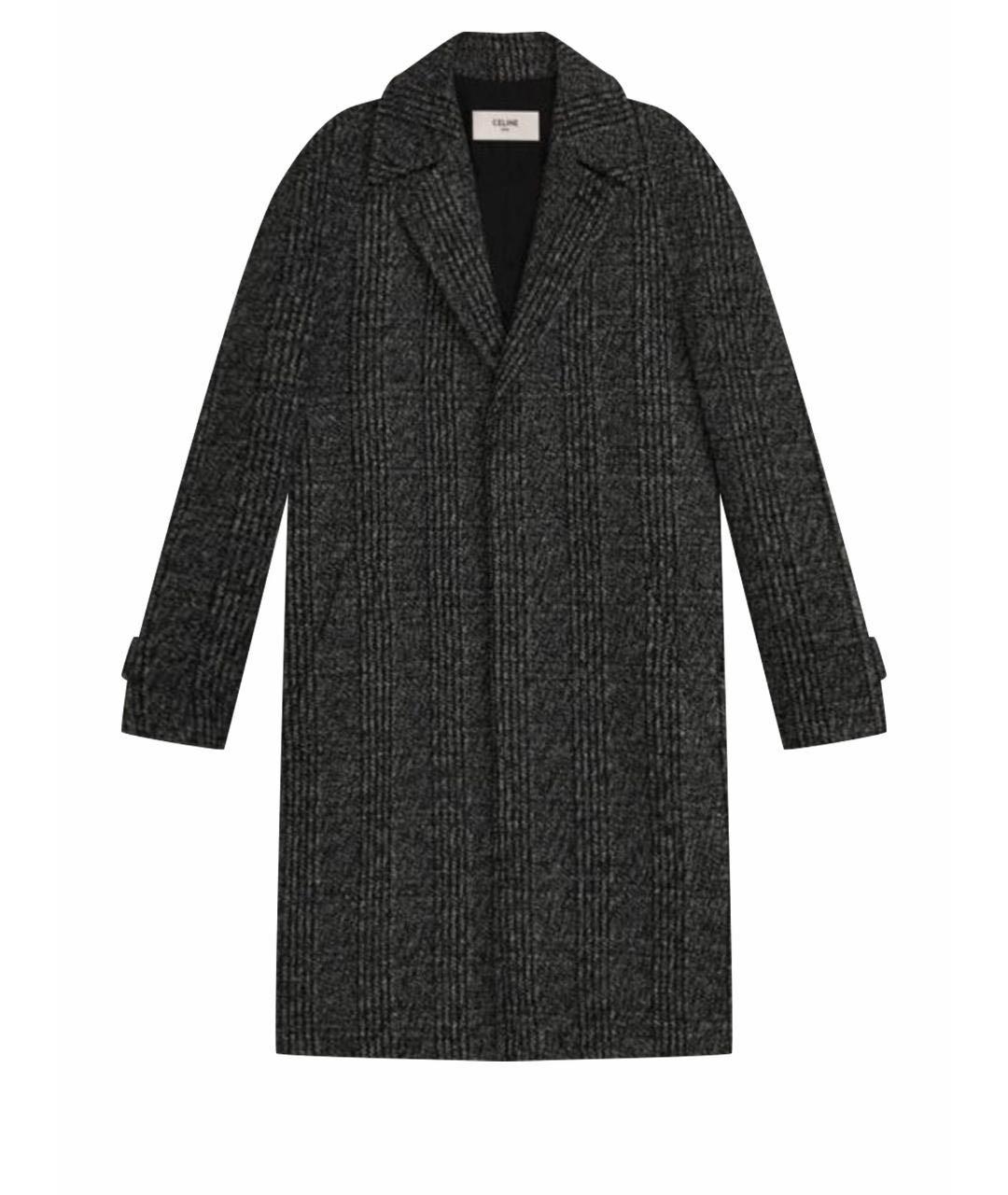 CELINE Антрацитовое полиэстеровое пальто, фото 1